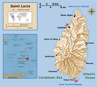 Map showing location of Saint Lucia